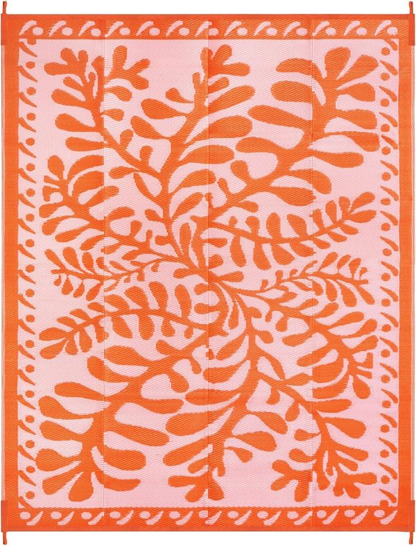 Anidaroel 8x10 Outdoor Rug for Patios Clearance, Waterproof Camping Rug for Outside RV, Reversible Plastic Straw Outside Rugs, Large Outdoor Area Rug for Garden, Camper, Pool Deck(Orange,8’x10’) - Image 8