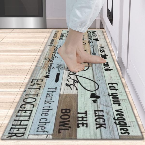 Farmhouse Kitchen Rug Sets of 2 Piece Non Slip Kitchen Rugs and Mats Washable Kitchen Mats for Kitchen Floor Mat Carpet Runner Rugs for Hallway Laundry Decor 17”x30“+17'' X 47'' - Image 4