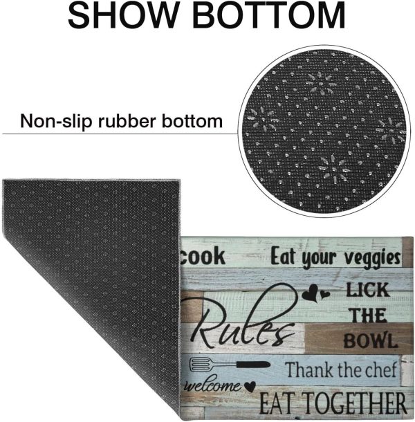 Farmhouse Kitchen Rug Sets of 2 Piece Non Slip Kitchen Rugs and Mats Washable Kitchen Mats for Kitchen Floor Mat Carpet Runner Rugs for Hallway Laundry Decor 17”x30“+17'' X 47'' - Image 6