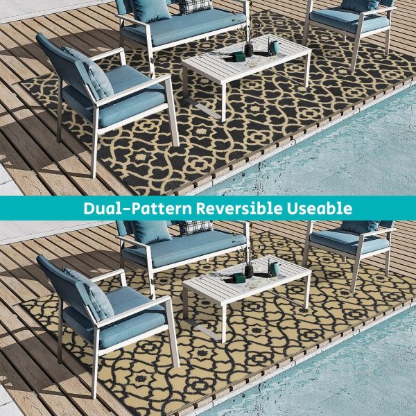HEBE Outdoor Rug 5'x8' for Patios Waterproof Clearance Reversible Patio Mat Plastic Straw Rug RV Camping Mat Outside Area Rug Carpet for Camping RV,Porch,Deck,Balcony,Camper,Backyard - Image 3