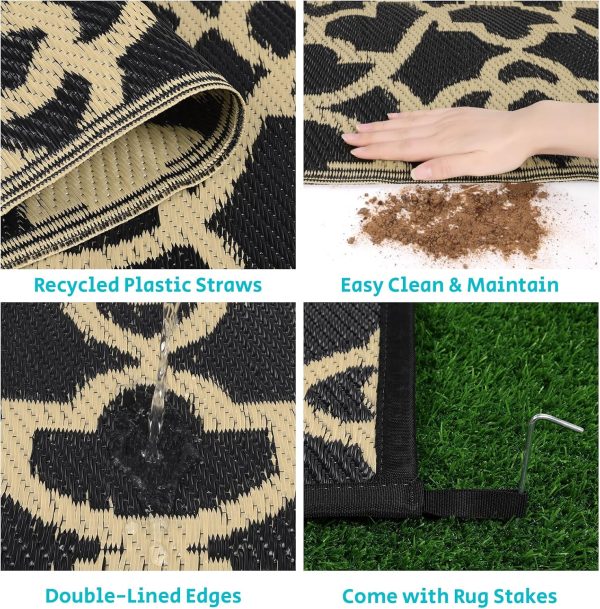 HEBE Outdoor Rug 5'x8' for Patios Waterproof Clearance Reversible Patio Mat Plastic Straw Rug RV Camping Mat Outside Area Rug Carpet for Camping RV,Porch,Deck,Balcony,Camper,Backyard - Image 5