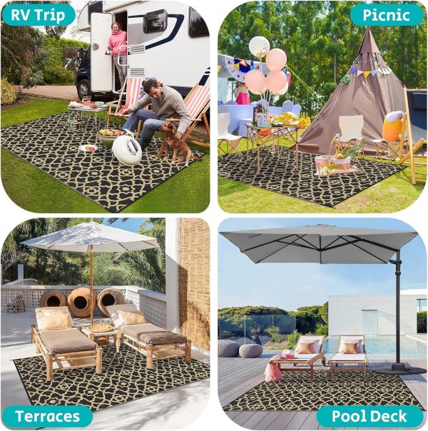 HEBE Outdoor Rug 5'x8' for Patios Waterproof Clearance Reversible Patio Mat Plastic Straw Rug RV Camping Mat Outside Area Rug Carpet for Camping RV,Porch,Deck,Balcony,Camper,Backyard - Image 6