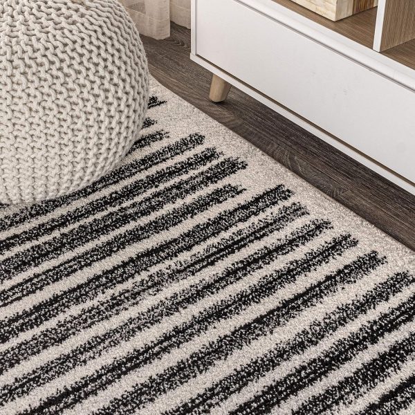 JONATHAN Y MOH207A-8 Khalil Modern Berber Stripe Indoor Farmhouse Area-Rug Bohemian Minimalistic Striped Easy-Cleaning Bedroom Kitchen Living Room Non Shedding, 8 X 10, Cream,Black - Image 8