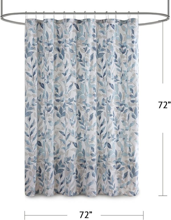 Essentials Sofia Shower Curtain, Luxurious Botanical Print, Modern Serene Bathroom Décor, Machine Washable Bath Privacy Screen, 72x72, Blue - Image 2