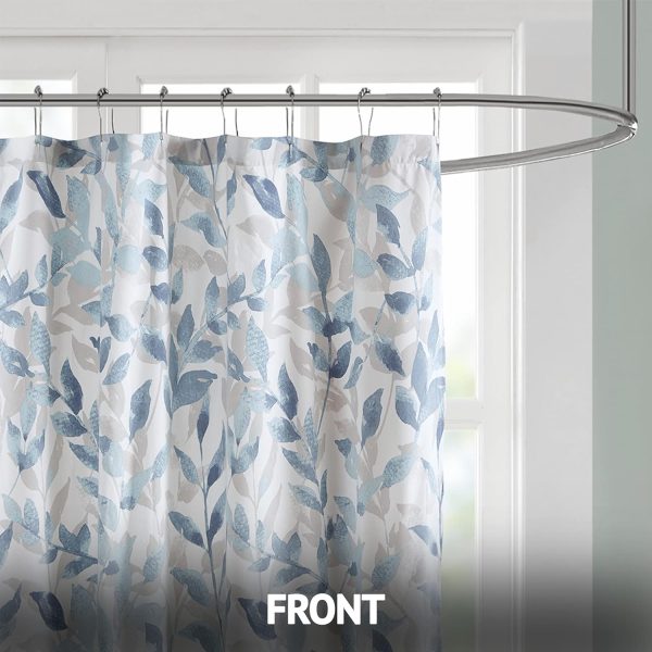 Essentials Sofia Shower Curtain, Luxurious Botanical Print, Modern Serene Bathroom Décor, Machine Washable Bath Privacy Screen, 72x72, Blue - Image 3