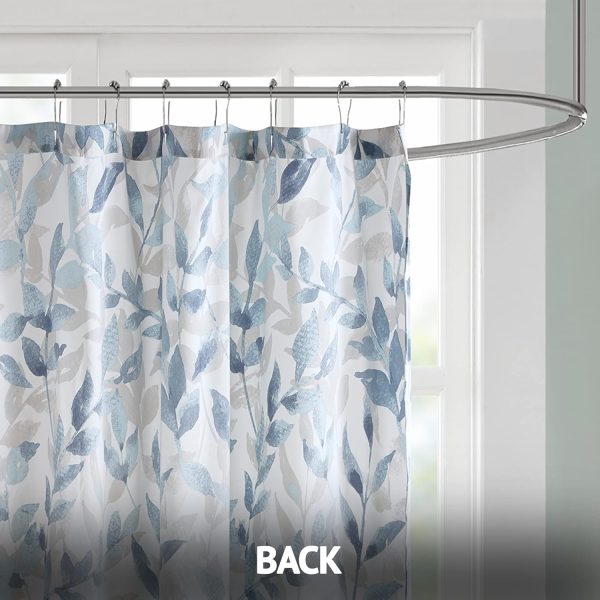 Essentials Sofia Shower Curtain, Luxurious Botanical Print, Modern Serene Bathroom Décor, Machine Washable Bath Privacy Screen, 72x72, Blue - Image 4