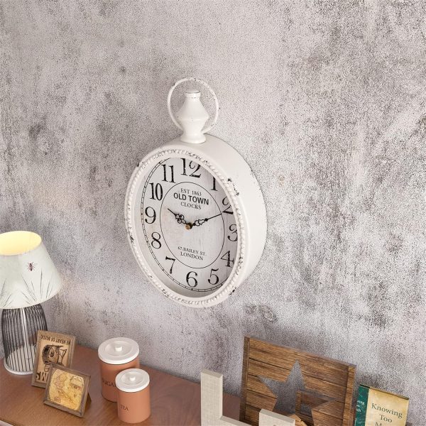 Menterry Small Retro Oval Wall Clock, Antique Old Design, White Vintage Style, Battery Operated Silent Decor Wall Clocks for Kitchen,Bedroom,Farmhouse,Bathroom (11.2" H x 6.7" W) - Image 5