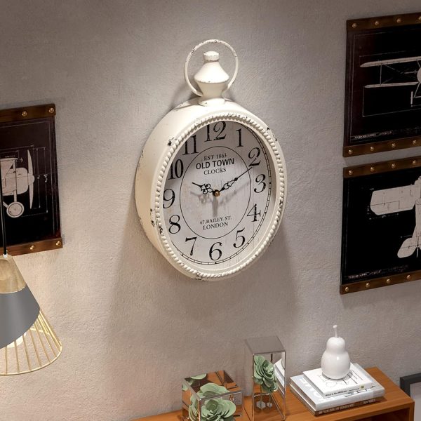 Menterry Small Retro Oval Wall Clock, Antique Old Design, White Vintage Style, Battery Operated Silent Decor Wall Clocks for Kitchen,Bedroom,Farmhouse,Bathroom (11.2" H x 6.7" W) - Image 6